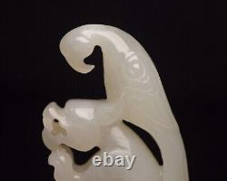 Certified Chinese Natural Hetian Jade Hand-carved Eagle Bear Statue 20115