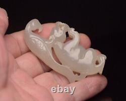 Certified Chinese Natural Hetian Jade Hand-carved Eagle Bear Statue 20115