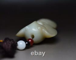 Certified Chinese Natural Hetian Jade Hand-carved Eagle Statue Pendant 3271