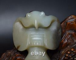 Certified Chinese Natural Hetian Jade Hand-carved Eagle Statue Pendant 3271