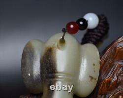 Certified Chinese Natural Hetian Jade Hand-carved Eagle Statue Pendant 3271