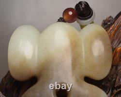 Certified Natural Hetian Jade Hand-carved Exquisite Eagle Statue Pendant 3168