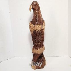 Chainsaw Carved Eagle Hand Carved 20.5 Inches Tall Woodcarving Folk Art Rustic