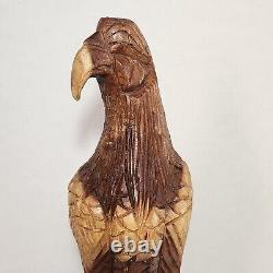 Chainsaw Carved Eagle Hand Carved 20.5 Inches Tall Woodcarving Folk Art Rustic