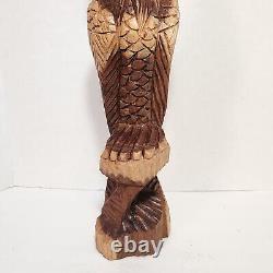 Chainsaw Carved Eagle Hand Carved 20.5 Inches Tall Woodcarving Folk Art Rustic