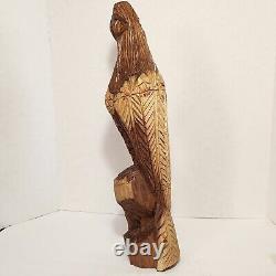 Chainsaw Carved Eagle Hand Carved 20.5 Inches Tall Woodcarving Folk Art Rustic