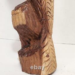 Chainsaw Carved Eagle Hand Carved 20.5 Inches Tall Woodcarving Folk Art Rustic