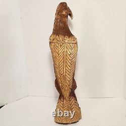 Chainsaw Carved Eagle Hand Carved 20.5 Inches Tall Woodcarving Folk Art Rustic