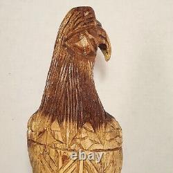 Chainsaw Carved Eagle Hand Carved 20.5 Inches Tall Woodcarving Folk Art Rustic