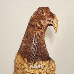 Chainsaw Carved Eagle Hand Carved 20.5 Inches Tall Woodcarving Folk Art Rustic