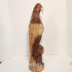 Chainsaw Carved Eagle Hand Carved 20.5 Inches Tall Woodcarving Folk Art Rustic