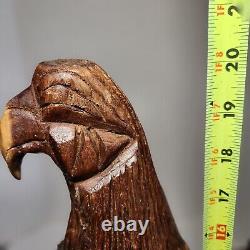 Chainsaw Carved Eagle Hand Carved 20.5 Inches Tall Woodcarving Folk Art Rustic