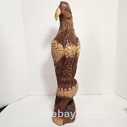 Chainsaw Carved Eagle Hand Carved 20.5 Inches Tall Woodcarving Folk Art Rustic