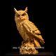 China Boxwood Hand Carved Lifelike Animal Owl A Bird Of Minerva Eagle Statue
