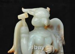 China Chinese Hetian jade Hand carved Winged Garuda Bird Eagle Buddha Statue