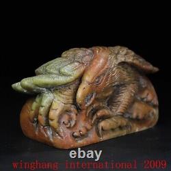 China Chinese Shoushan stone Hand carved fengshui Eagle Hawk seal Stamp signet