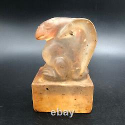 China Hongshan Culture Old Crystal Hand-carved Eagle bird Statue Seal #088