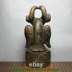 China Hongshan Culture Old Jade Carved Eagle Bird Bull Head Beast Lucky Statue