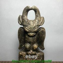 China Hongshan Culture Old Jade Carved Eagle Bird Bull Head Beast Lucky Statue