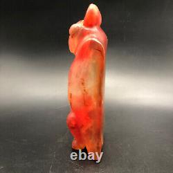 China Hongshan Culture Old Red Crystal Hand-carved Eagle bird Statue #092