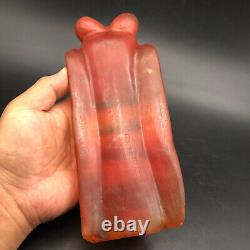 China Hongshan Culture Old Red Crystal Hand-carved Eagle bird Statue #092