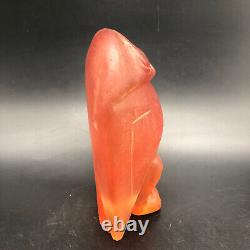 China Hongshan Culture Old Red Crystal Hand-carved Eagle bird Statue #093