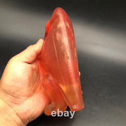 China Hongshan Culture Old Red Crystal Hand-carved Eagle bird Statue #093