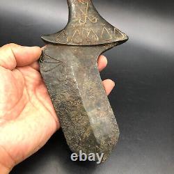 China Hongshan Culture Old jade Hand-carved Eagle head weapon Knife sword, #301