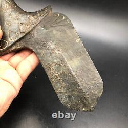 China Hongshan Culture Old jade Hand-carved Eagle head weapon Knife sword, #301