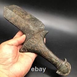 China Hongshan Culture Old jade Hand-carved Eagle head weapon Knife sword, #301