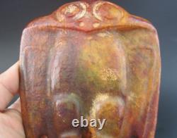 China Hongshan Culture old jade stone Hand-carved Eagle bird Statue 842g