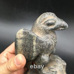 China Meteorite Jade Hand-Carved Hongshan Culture eagle&Sun god Statue, C980