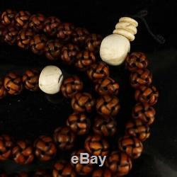 China Tibet Old temple outflow old Hand carved Eagle bone 108 Prayer beads
