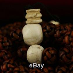China Tibet Old temple outflow old Hand carved Eagle bone 108 Prayer beads