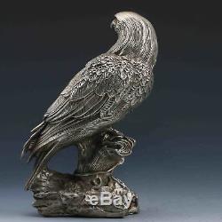 China antique copper silvering hand carving bird eagle Statue