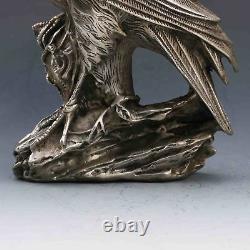 China antique copper silvering hand carving bird eagle Statue a285