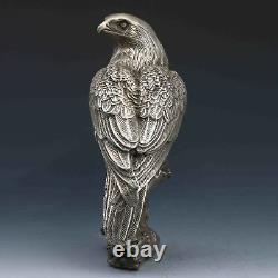 China antique copper silvering hand carving bird eagle Statue a285