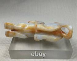 China's Old Rare Jadeite Jade Hand Carved Pendant Eagle Mouth Beast