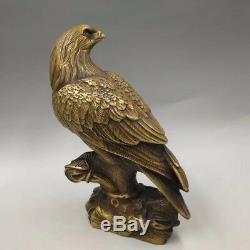 Chinese Antique Brass Hand carving Eagle statue a830