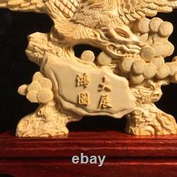 Chinese Boxwood Hand carved Exquisite Eagle Statue 9600