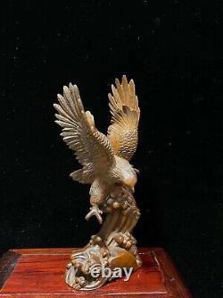 Chinese Boxwood Wood Hand Carved Eagle trophy Statue