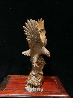 Chinese Boxwood Wood Hand Carved Eagle trophy Statue