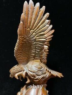 Chinese Boxwood Wood Hand Carved Eagle trophy Statue. 6042