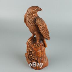 Chinese Exquisite Hand carved Eagle Carving Boxwood Statue