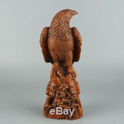 Chinese Exquisite Hand carved Eagle Carving Boxwood Statue