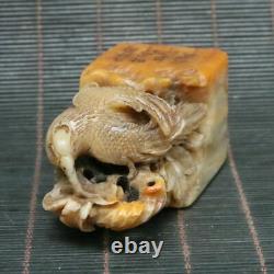 Chinese Exquisite Natural Shoushan Stone Hand carved eagle Seal 40072
