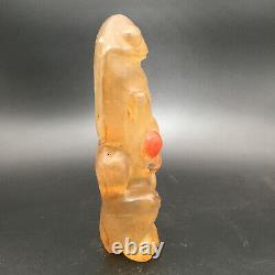 Chinese Hong Shan Culture Old Crystal Carved Sun god&eagle Statue N263