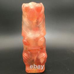 Chinese Hong Shan Culture Old Crystal Carved Sun god&eagle Statue N264