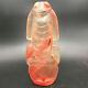 Chinese Hong Shan Culture Old Red Crystal Carved Sun God&eagle Statue N268