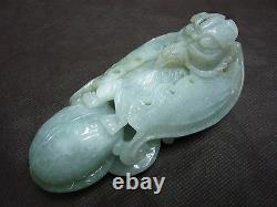 Chinese Jadeite Jade Eagle King Big $$$ Rich Lucky Hand Player Carving 297G LLZB